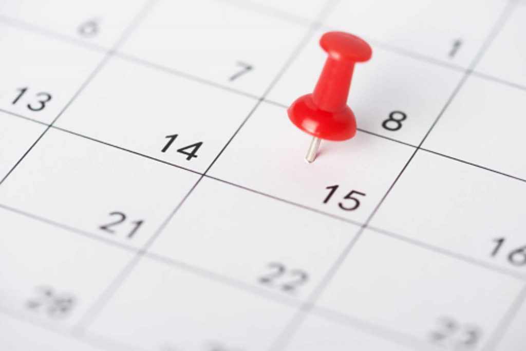 Key tax dates on a calendar